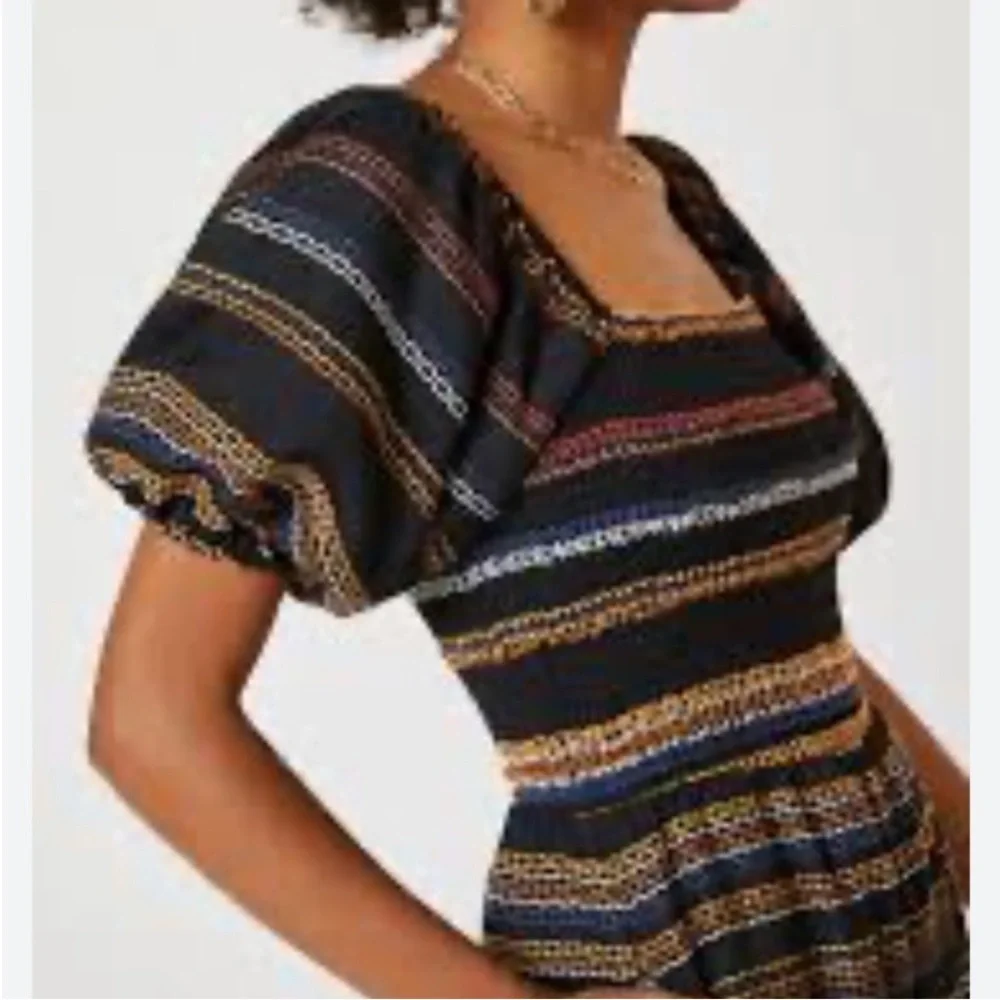 Anthropologie Hutch Sunset Embroidered
Jumpsuit Outfit Puff Sleeve Boho - Picture 8 of 8